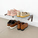 1-Tier Wooden Shoe Rack for Wall, Walnut Finish & Silver Rods - Image 2