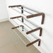 1-Tier Wooden Shoe Rack for Wall, Walnut Finish & Silver Rods - Image 5