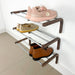 1-Tier Wooden Shoe Rack for Wall, Walnut Finish & Silver Rods - Image 4