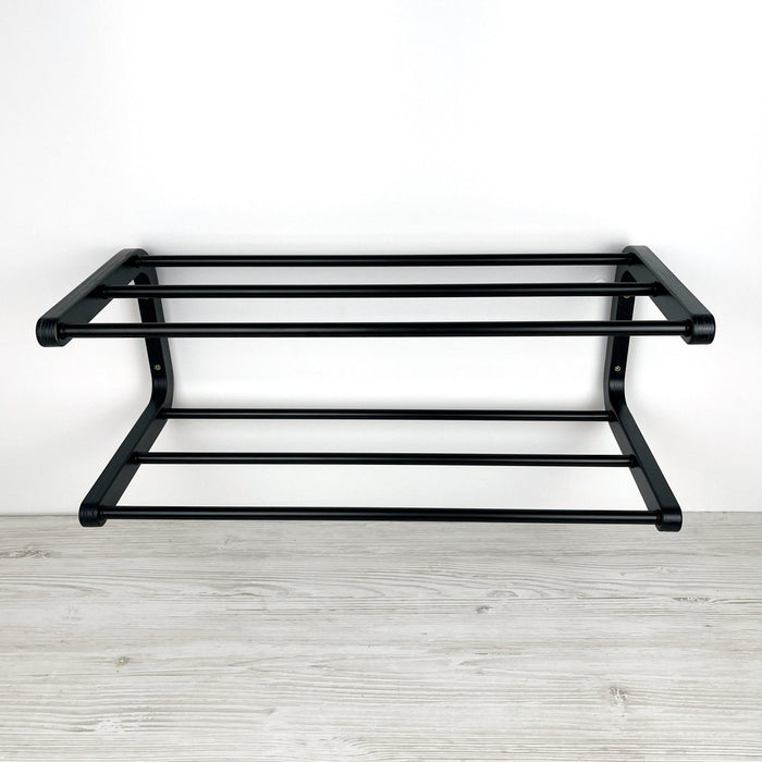 2 Tier Wooden Shoe Rack for Wall | Black + Black Rods - Image 7