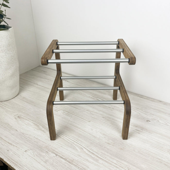 2-Tier Wooden Shoe Rack, Walnut Finish & Silver Rods - Image 5