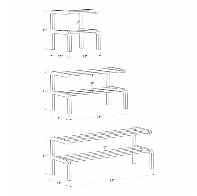 2-Tier Wooden Shoe Rack, Walnut Finish & Silver Rods - Image 7