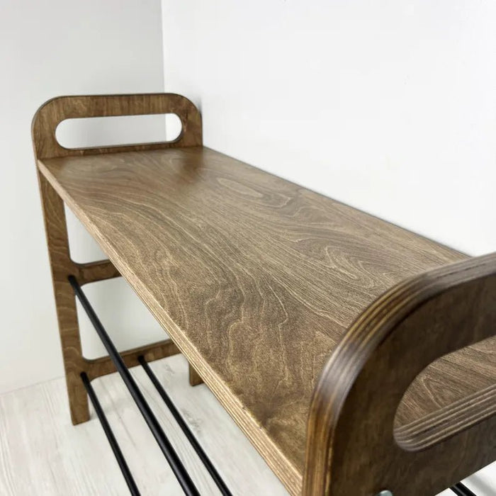 3 - Tier Shoe Rack Bench for Entryway | Walnut Color - Image 6