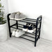 3 Tier Wood Shoe Rack for Floor | Black + Black Rods - Image 1