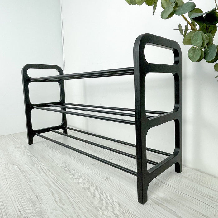 3 Tier Wood Shoe Rack for Floor | Black + Black Rods - Image 5