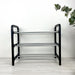3 Tier Wood Shoe Rack for Floor | Black + Silver Rods - Image 5