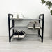 3 Tier Wood Shoe Rack for Floor | Black + Silver Rods - Image 1