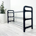 3 Tier Wood Shoe Rack for Floor | Black + Silver Rods - Image 3