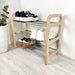 3 Tier Wood Shoe Rack for Floor | Natural + Silver Rods - Image 1