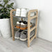 3 Tier Wood Shoe Rack for Floor | Natural + Silver Rods - Image 2