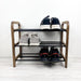 3 Tier Wood Shoe Rack for Floor | Walnut + Black Rods - Image 1