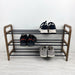 3 Tier Wood Shoe Rack for Floor | Walnut + Black Rods - Image 3