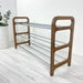 3 Tier Wood Shoe Rack for Floor | Walnut + Silver Rods - Image 5