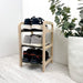 3 Tier Wooden Shoe rack for Floor | Natural + Black Rods - Image 1