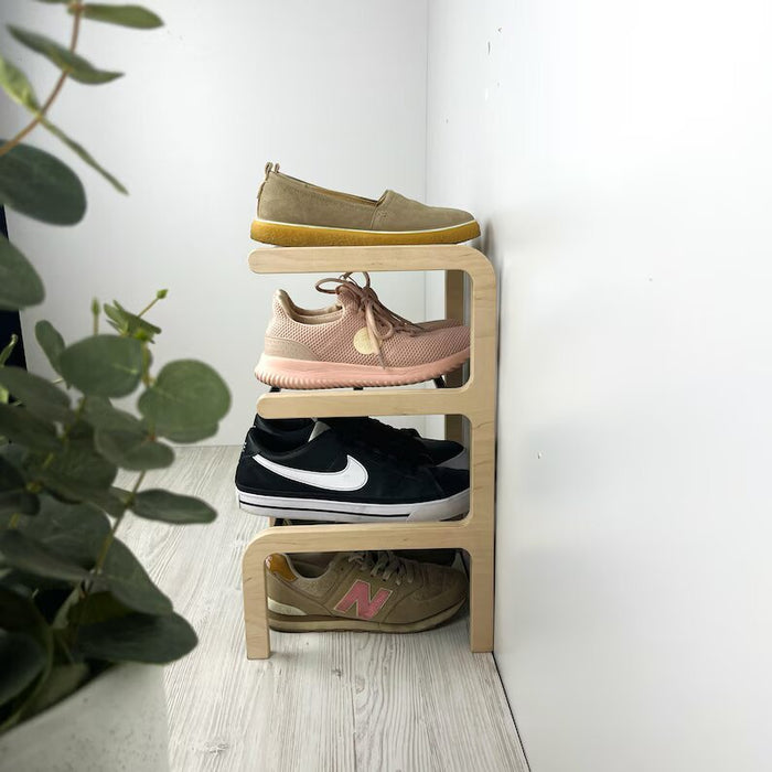 Shoe Rack Rodes 3 Tier Small Freestanding Shoe Rack | Natural + Black Rods