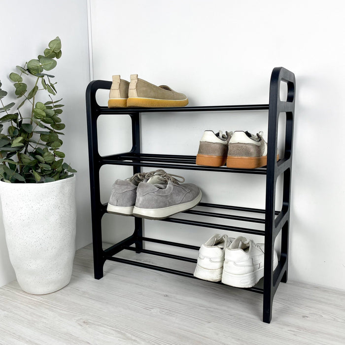 4-Tier Vertical Shoe Rack | Black + Black Rods - Image 2