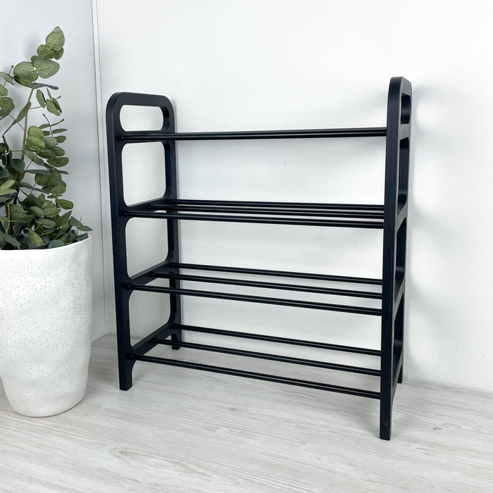 4-Tier Vertical Shoe Rack | Black + Black Rods - Image 7