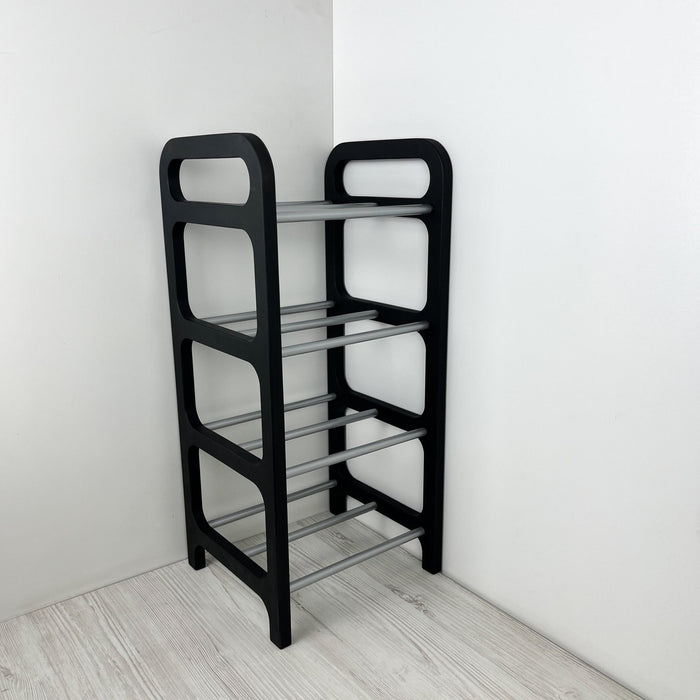 4-Tier Vertical Shoe Rack | Black + Silver Rods - Image 2