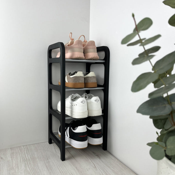4-Tier Vertical Shoe Rack | Black + Silver Rods - Image 1
