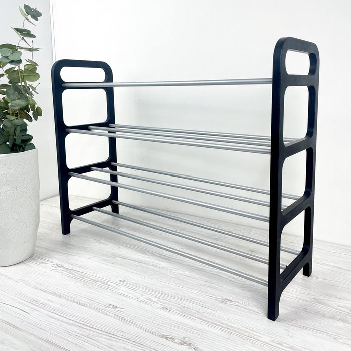 4-Tier Vertical Shoe Rack | Black + Silver Rods - Image 3