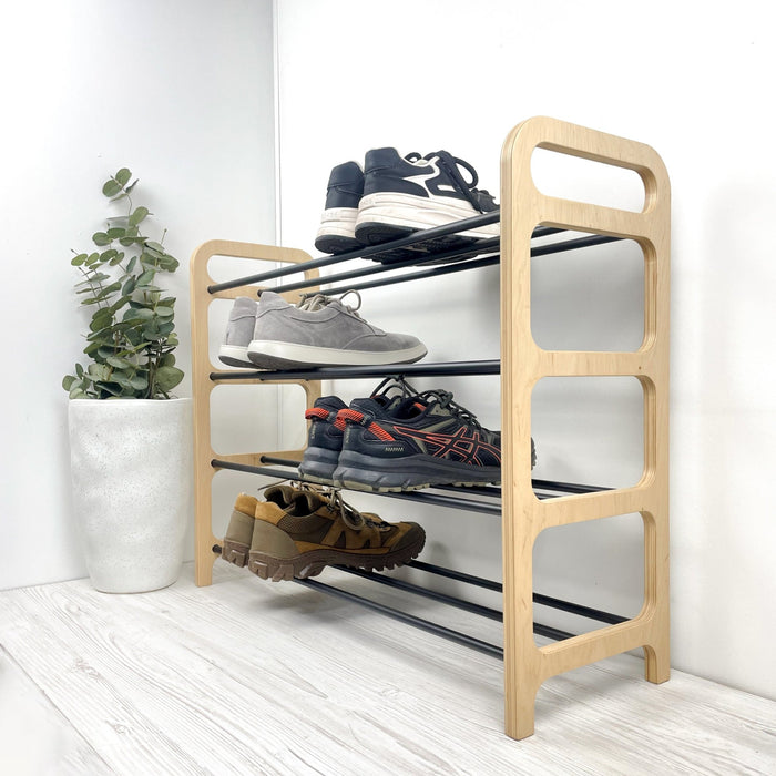 4-Tier Vertical Shoe Rack | Natural + Black Rods - Image 6