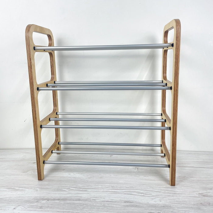 4-Tier Vertical Shoe Rack | Natural + Silver Rods - Image 6