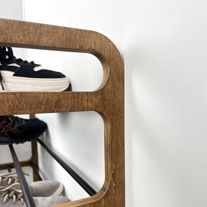 4-Tier Vertical Shoe Rack | Walnut + Black Rods - Image 7