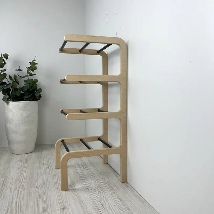 Shoe Rack Rodes 4 Tier Vertical Shoe Storage Rack | Natural + Black Rods