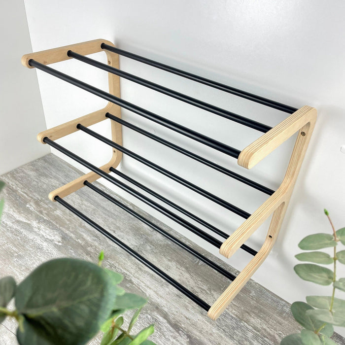 Birch Wood Wall - Mounted Shoe Rack – Stylish 3 - Tier Organizer - Image 6