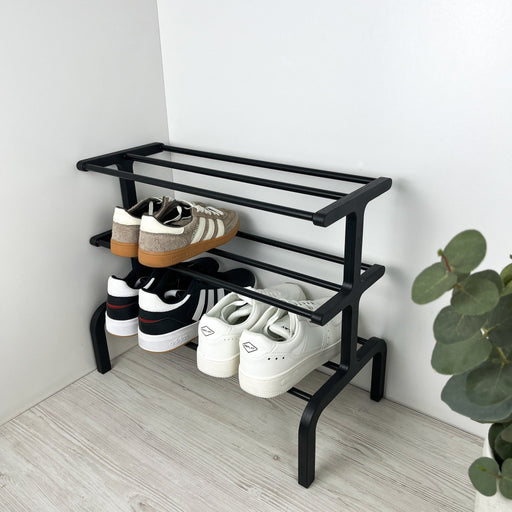 Black 3 - Tier Wooden Shoe Rack - Image 1