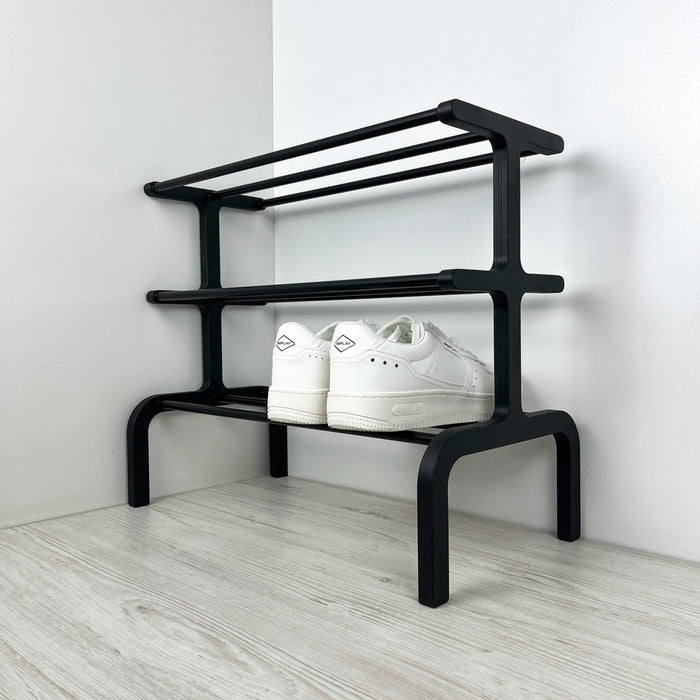 Black 3 - Tier Wooden Shoe Rack - Image 3