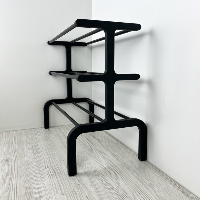 Black 3 - Tier Wooden Shoe Rack - Image 4