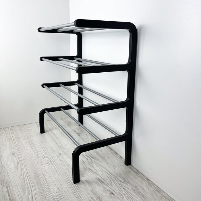 Black & Aluminum Shoe Rack 24 in 8 - Pair Birch Plywood - Image 4
