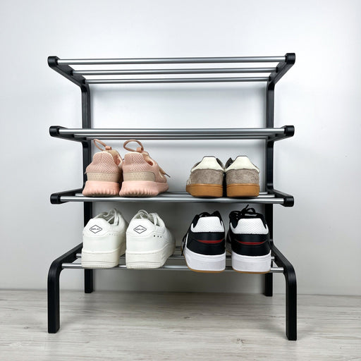 Black & Aluminum Shoe Rack 24 in 8 - Pair Birch Plywood - Image 2