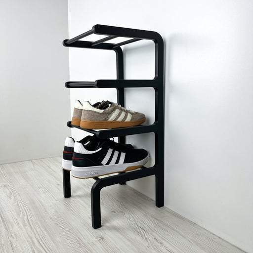 Black Birch Plywood Shoe Rack - 4 - Tier Minimalist Organizer, 8 Pairs - Image 2