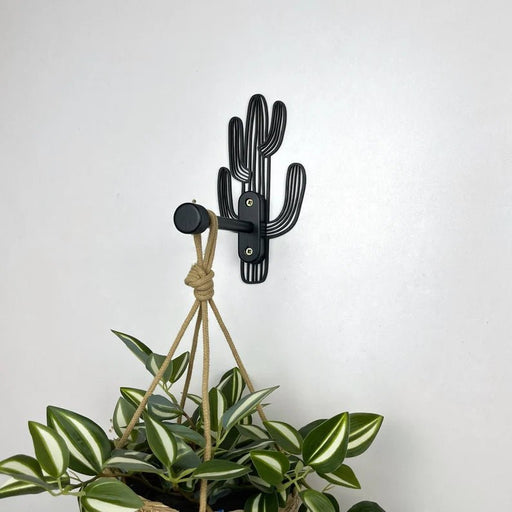 Black Cactus Wall Hook for Hanging Pots and Indoor Plants - EvenWood