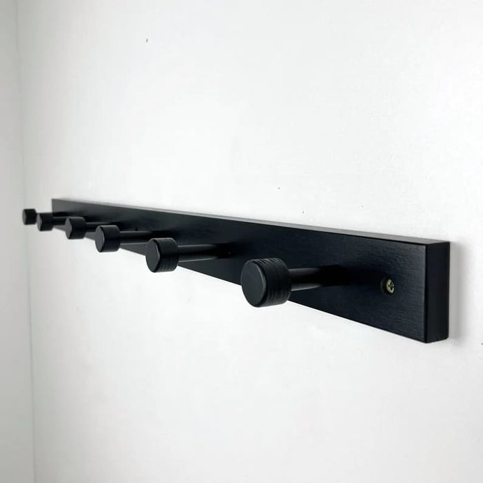 Black Hallway Coat Rack | Wood and Metal Wall Hanger Hooks - EvenWood