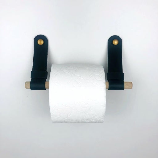 Black Leather Wall Holder for Toilet Paper - EvenWood