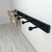 Black Wall - Mounted Wooden Shelf for Shoes With Metal Hooks - EvenWood