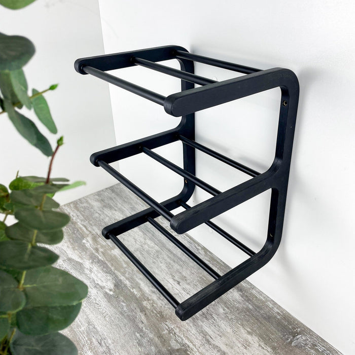 Black Wooden Wall - Mounted Shoe Rack - Image 5