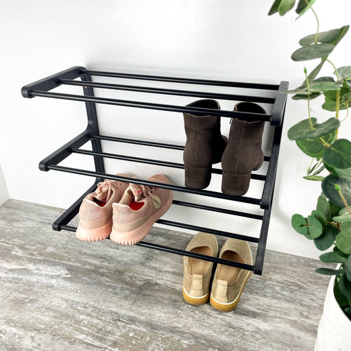Black Wooden Wall - Mounted Shoe Rack - Image 1