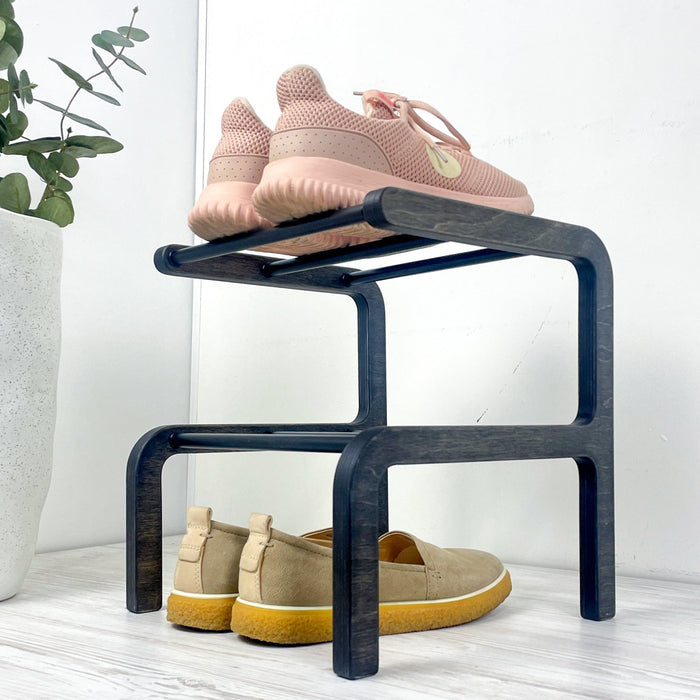 Compact Wooden Shoe Organizer | BogOak + Black Rods - Image 8