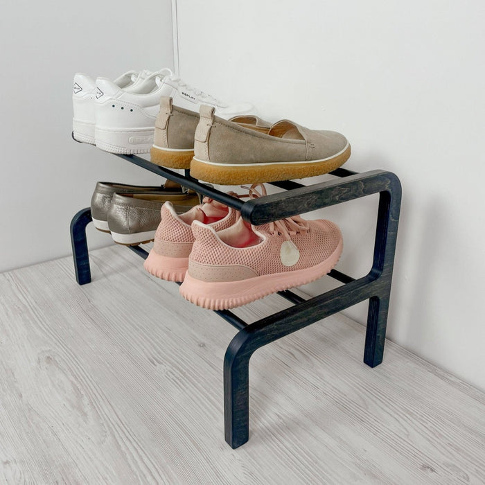 Compact Wooden Shoe Organizer | BogOak + Black Rods - Image 1