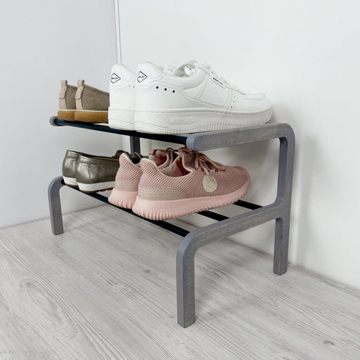 Compact Wooden Shoe Organizer | Gray + Black Rods - Image 1