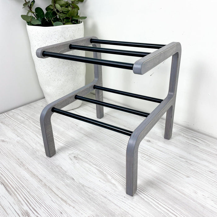 Compact Wooden Shoe Organizer | Gray + Black Rods - Image 9