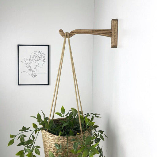 Contemporary Wall - Mounted Wooden Hook for Hanging Plants - EvenWood