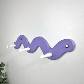 Cute Snake Coat Rack with 3 Hooks | Purple Color