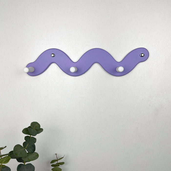 Cute Snake Coat Rack with 3 Hooks | Purple Color - EvenWood