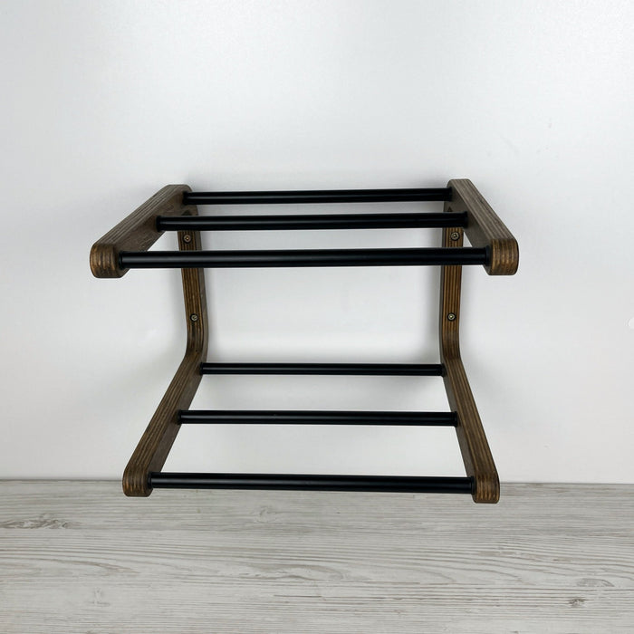 Double Tier Shoe Rack for Wall | Walnut + Black Rods - Image 5
