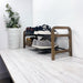 Double Tier Wooden Shoe Shelf | Walnut + Black Rods - Image 3